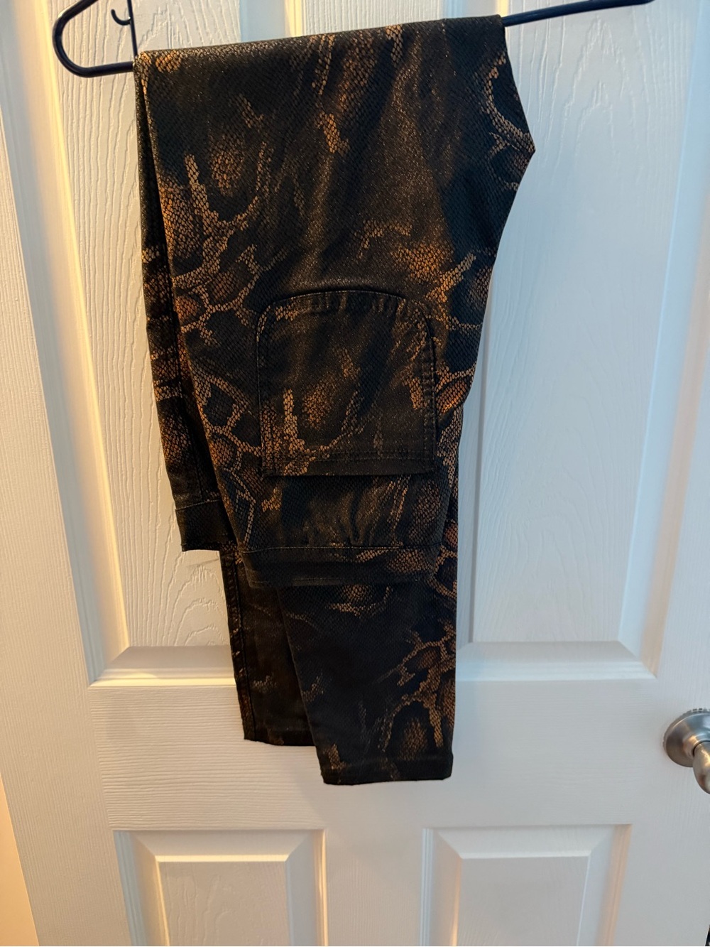 Top Trend Black and Brown Snake Print Cargo Pants